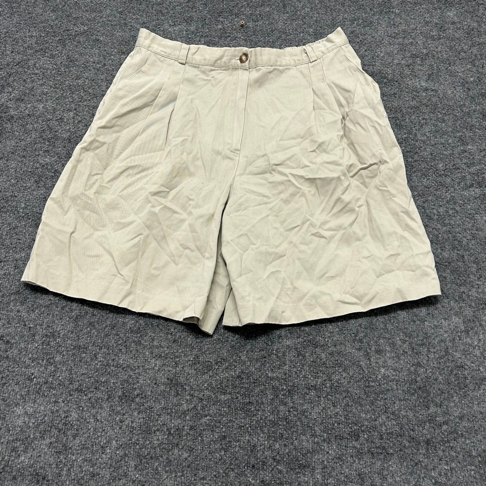 Jara Shorts Womens Size 16 Beige Pleated Elastic Back Cotton Blend USA Made